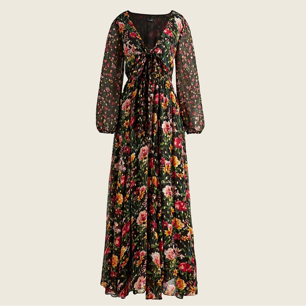 J.Crew Tie-front Lurex® dress in mixed print